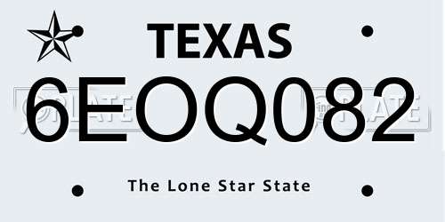 6EOQ082 Texas License Plate