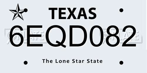 6EQD082 Texas License Plate