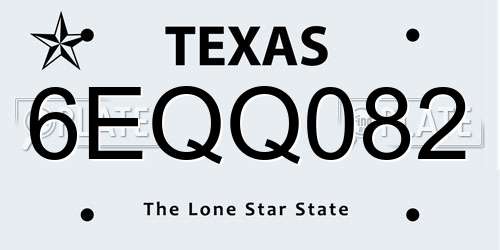 6EQQ082 Texas License Plate