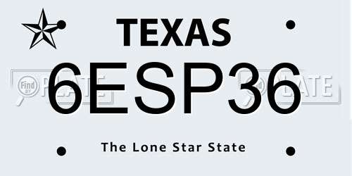 6ESP36 Texas License Plate