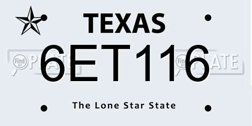 6ET116 Texas License Plate