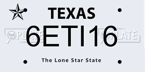 6ETI16 Texas License Plate