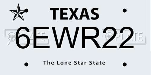 6EWR22 Texas License Plate