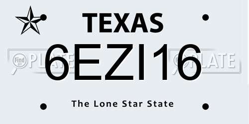 6EZI16 Texas License Plate