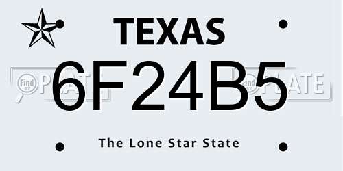 6F24B5 Texas License Plate