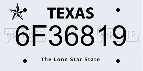 6F36819 Texas License Plate