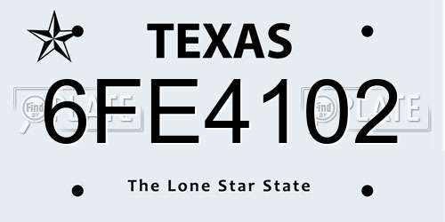 6FE4102 Texas License Plate
