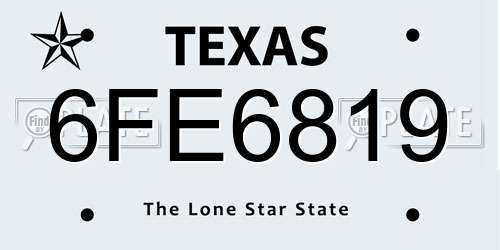 6FE6819 Texas License Plate