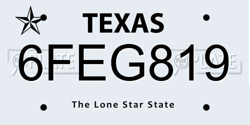6FEG819 Texas License Plate