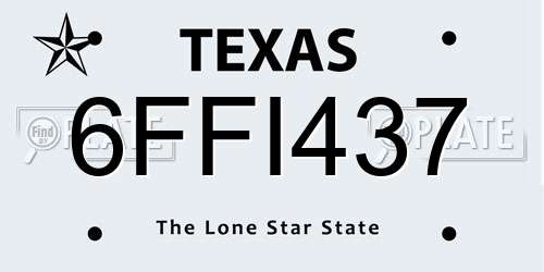 6FFI437 Texas License Plate