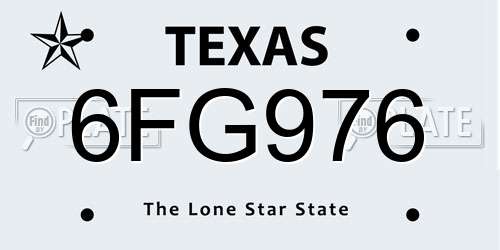 6FG976 Texas License Plate