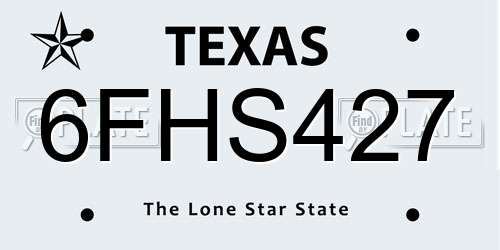 6FHS427 Texas License Plate