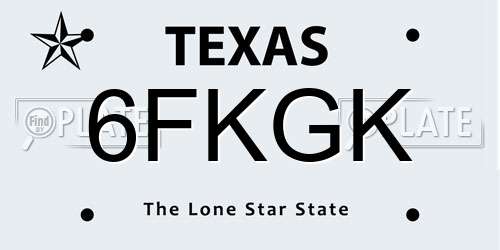 6FKGK Texas License Plate