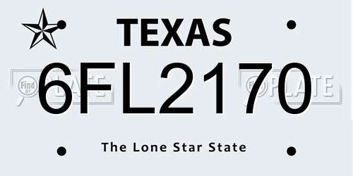 6FL2170 Texas License Plate