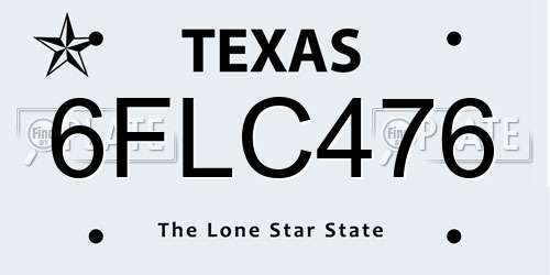 6FLC476 Texas License Plate
