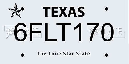 6FLT170 Texas License Plate