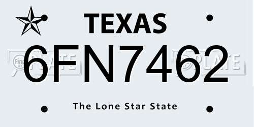 6FN7462 Texas License Plate
