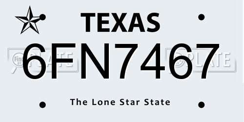6FN7467 Texas License Plate