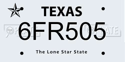 6FR505 Texas License Plate