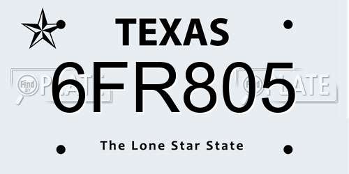 6FR805 Texas License Plate