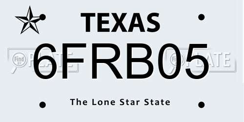 6FRB05 Texas License Plate