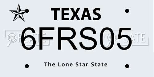 6FRS05 Texas License Plate