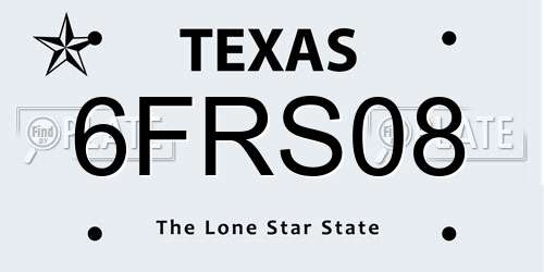 6FRS08 Texas License Plate