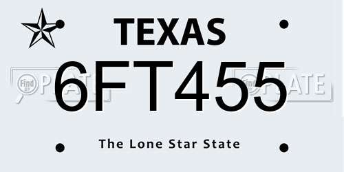 6FT455 Texas License Plate