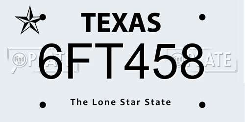 6FT458 Texas License Plate