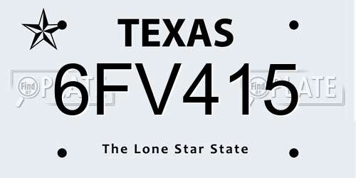 6FV415 Texas License Plate