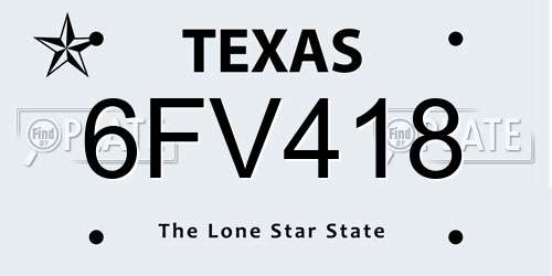 6FV418 Texas License Plate