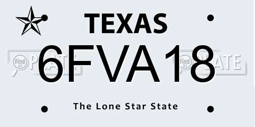 6FVA18 Texas License Plate