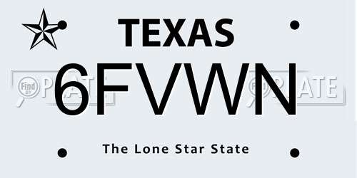 6FVWN Texas License Plate