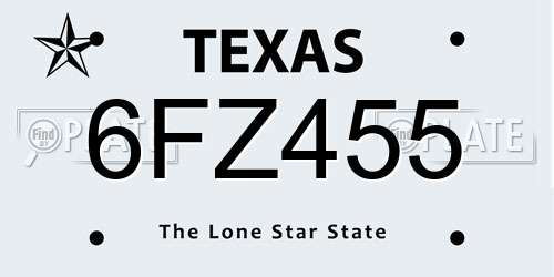6FZ455 Texas License Plate