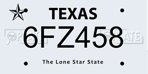 6FZ458 Texas License Plate