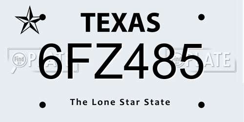 6FZ485 Texas License Plate
