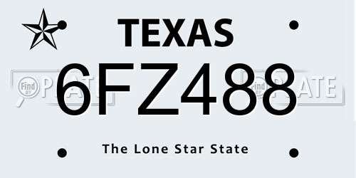 6FZ488 Texas License Plate