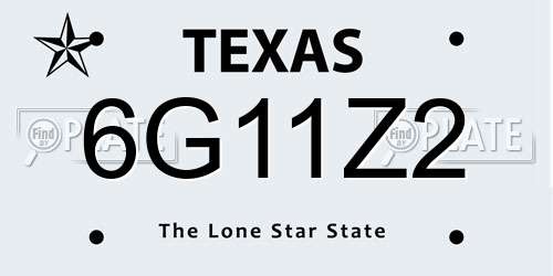 6G11Z2 Texas License Plate