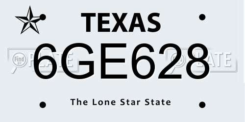 6GE628 Texas License Plate