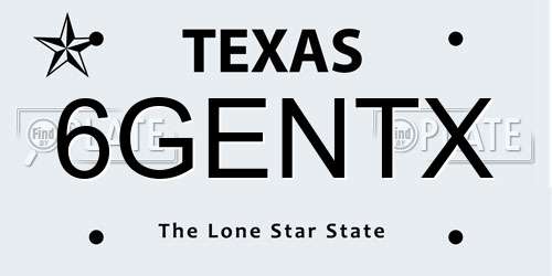 6GENTX Texas License Plate