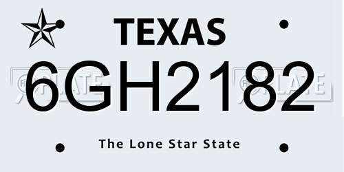 6GH2182 Texas License Plate