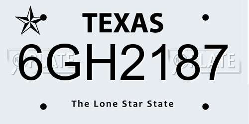 6GH2187 Texas License Plate