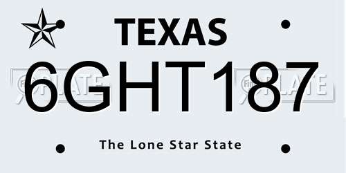 6GHT187 Texas License Plate