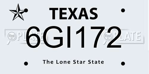 6GI172 Texas License Plate