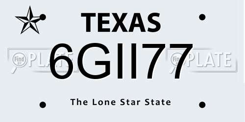6GII77 Texas License Plate