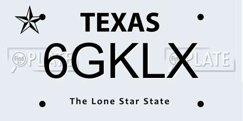 6GKLX Texas License Plate
