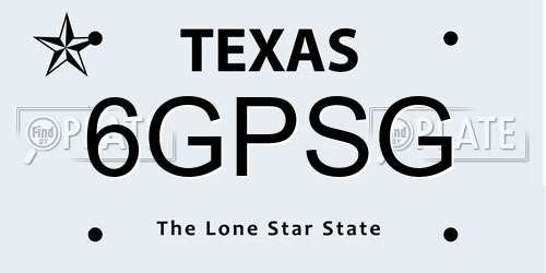 6GPSG Texas License Plate