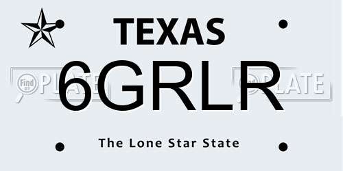 6GRLR Texas License Plate