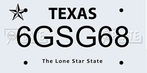 6GSG68 Texas License Plate
