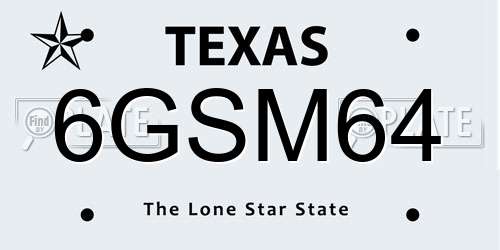 6GSM64 Texas License Plate